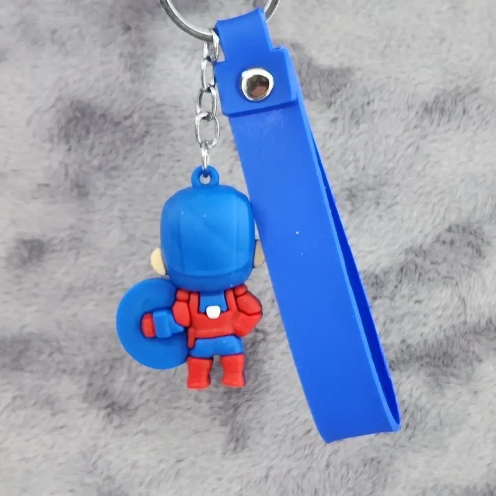 NEW Marvel Captain America Figure Keychain PVC Figure Strap Key Ring Bag Charm